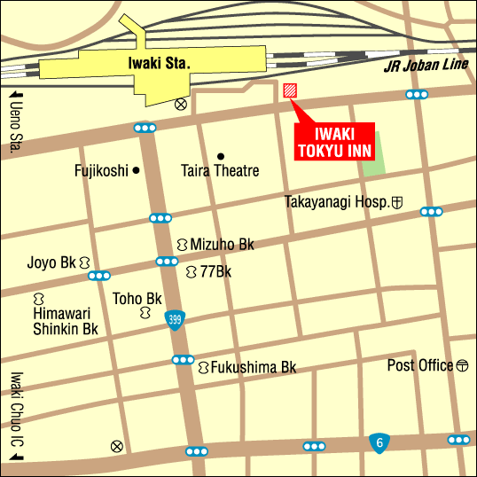 Iwaki Tokyu Inn Hotel, Fukushima - Map